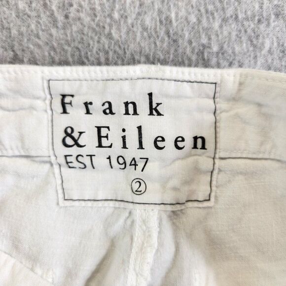 Frank Eileen Pants Womens 2 White Kinsale Cropped Ankle Linen Blend Stretch - Picture 11 of 15